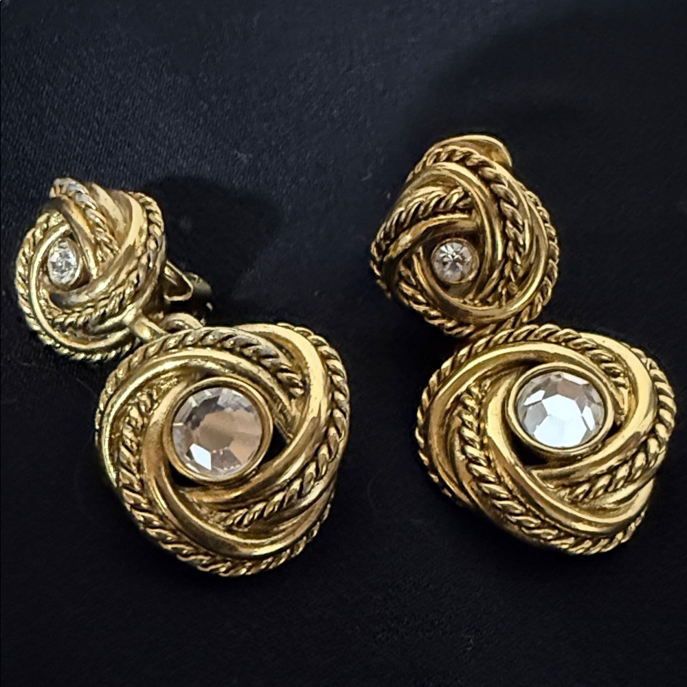 Elegant Gold & Rhinestone Women's Earrings